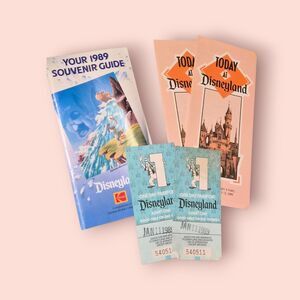 Disneyland 1989 Souvenir Guide & Ticket Lot (Vintage)